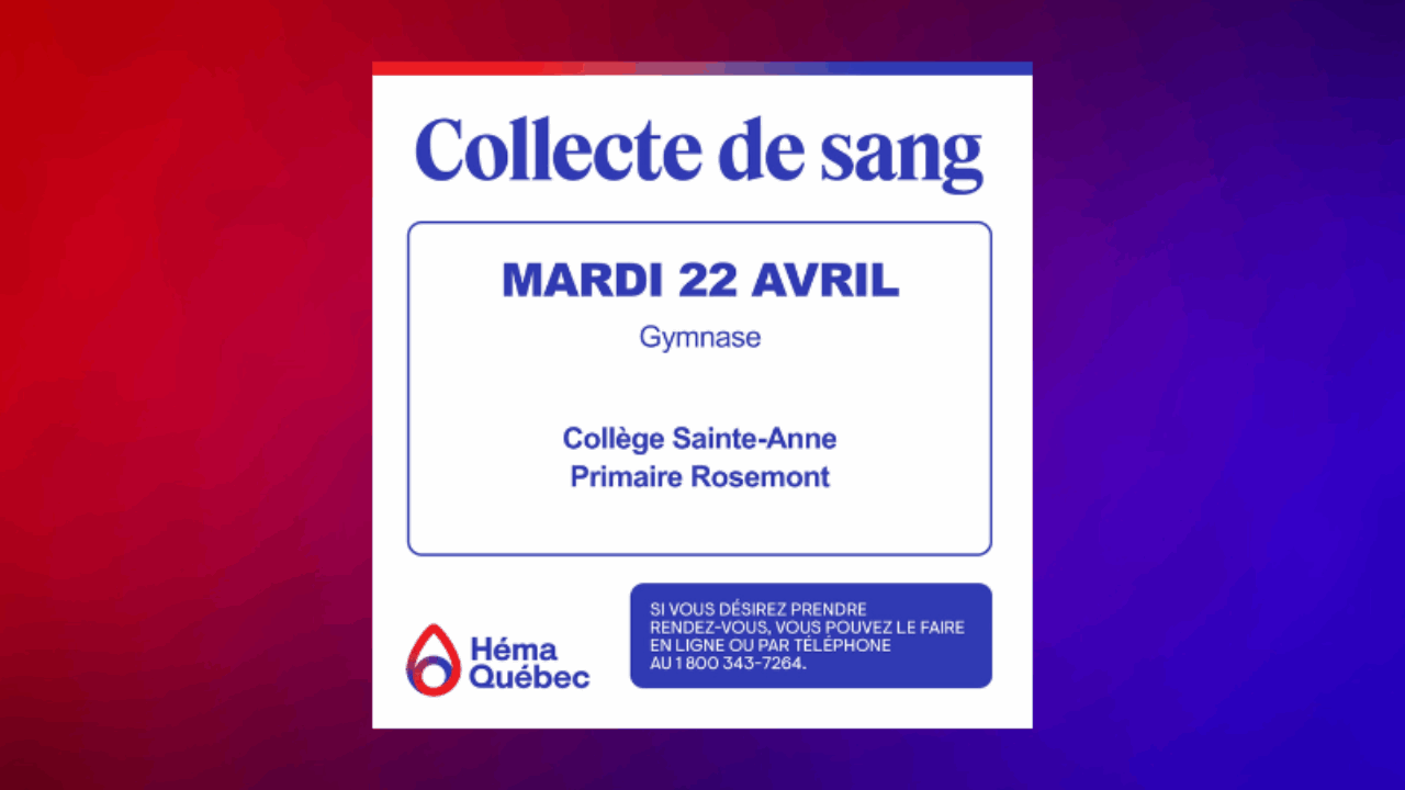 Collecte de sang à l'école Sainte-Anne